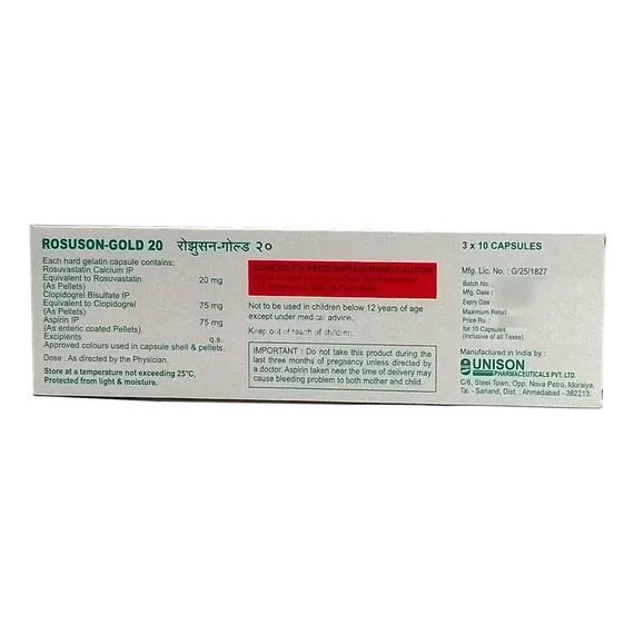 rosuson gold 20mg capsule 10's